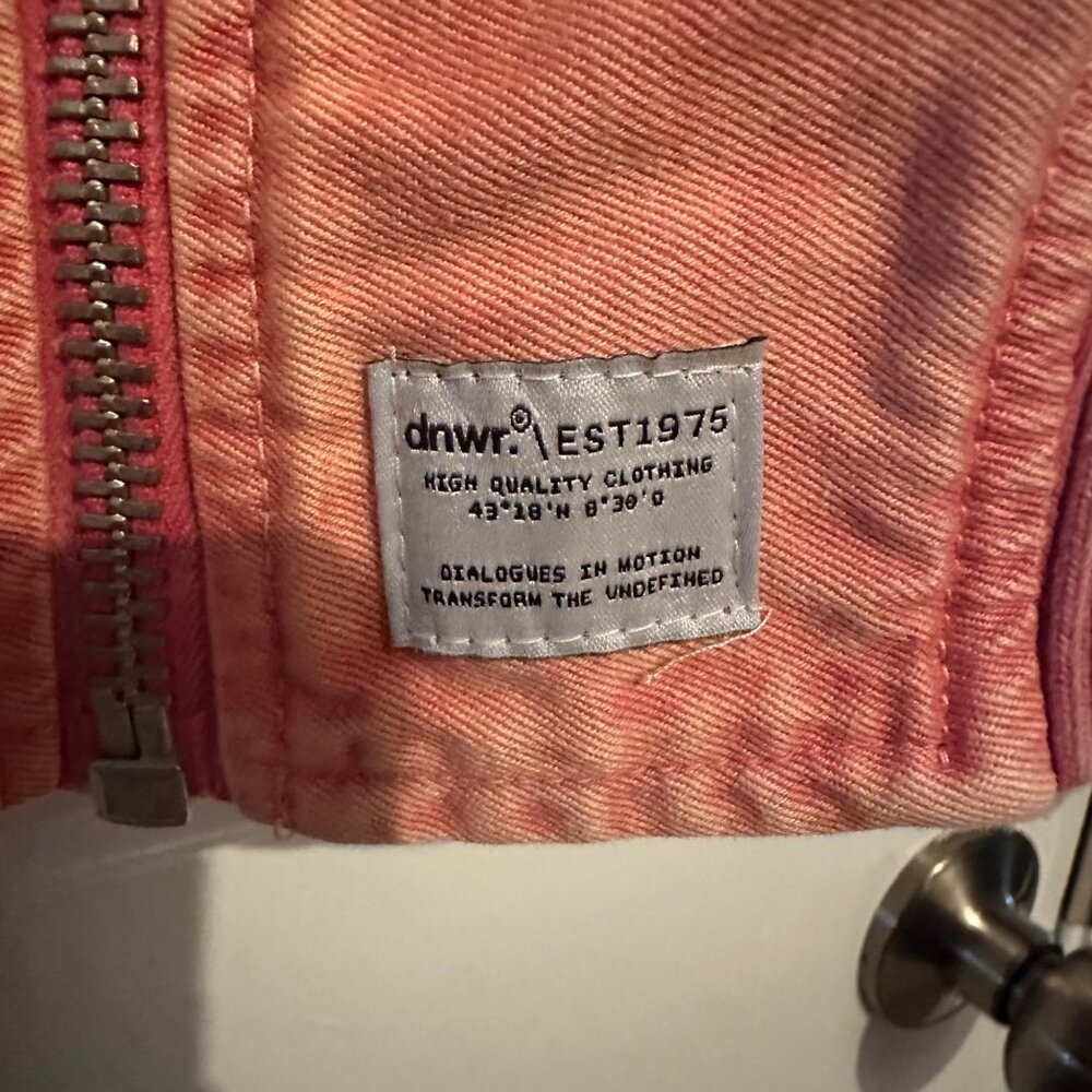 Zara Washed Coral Bomber Jacket L 100% Cotton Ribbed Hem & Cuffs Zip Closure - Picture 6 of 9